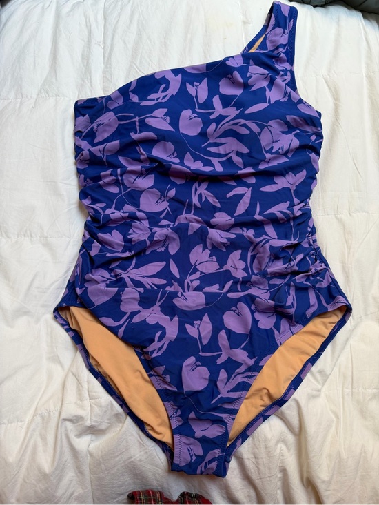 J. Crew Other - J. Crew One-Shoulder Purple Floral Swim One-Piece